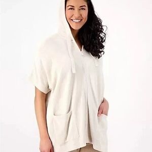 Barefoot Dreams Cozy Chic Ultra Lite Zip-Up Hoodie Almond/ Sand Dune - Size L/XL